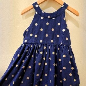 GYMBOREE Navy Blue / Metallic Polka Dot Dress Size 5 / Holiday Collection